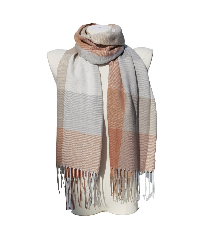 Wander Agio Women's Fashion Scarves Long Shawl Winter Thick Warm Knit Large Scarf Plaid Rough Khaki 26 - Image 3